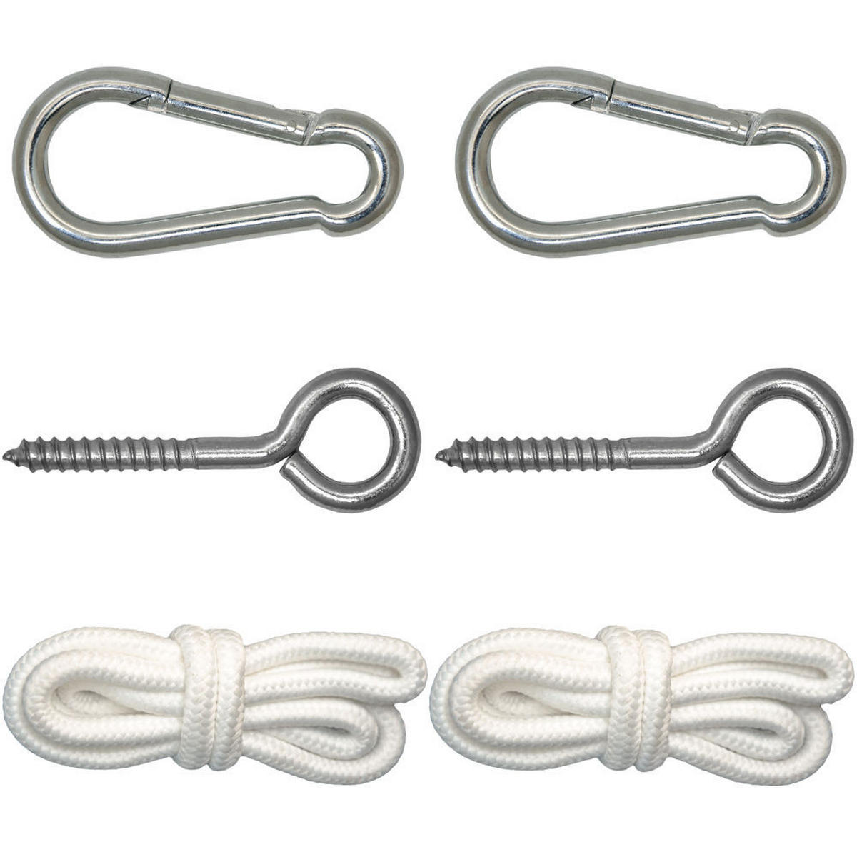 HÄNGEMATTEN Befestigung Panja - mit Karabiner und Schrauben - Weiß, Kunststoff (220cm) - Amanka