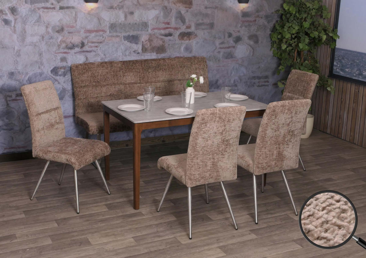 ESSZIMMER-SET Braun 5er-Set - Braun, Textil (160/100/65cm) - MCW