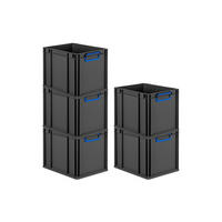 EUROBOX 5x NextGen Color 32x30x40 cm 30 Liter Griffe blau zu, Schwarz - Blau/Schwarz, Kunststoff (30/32/40cm) - PROREGAL