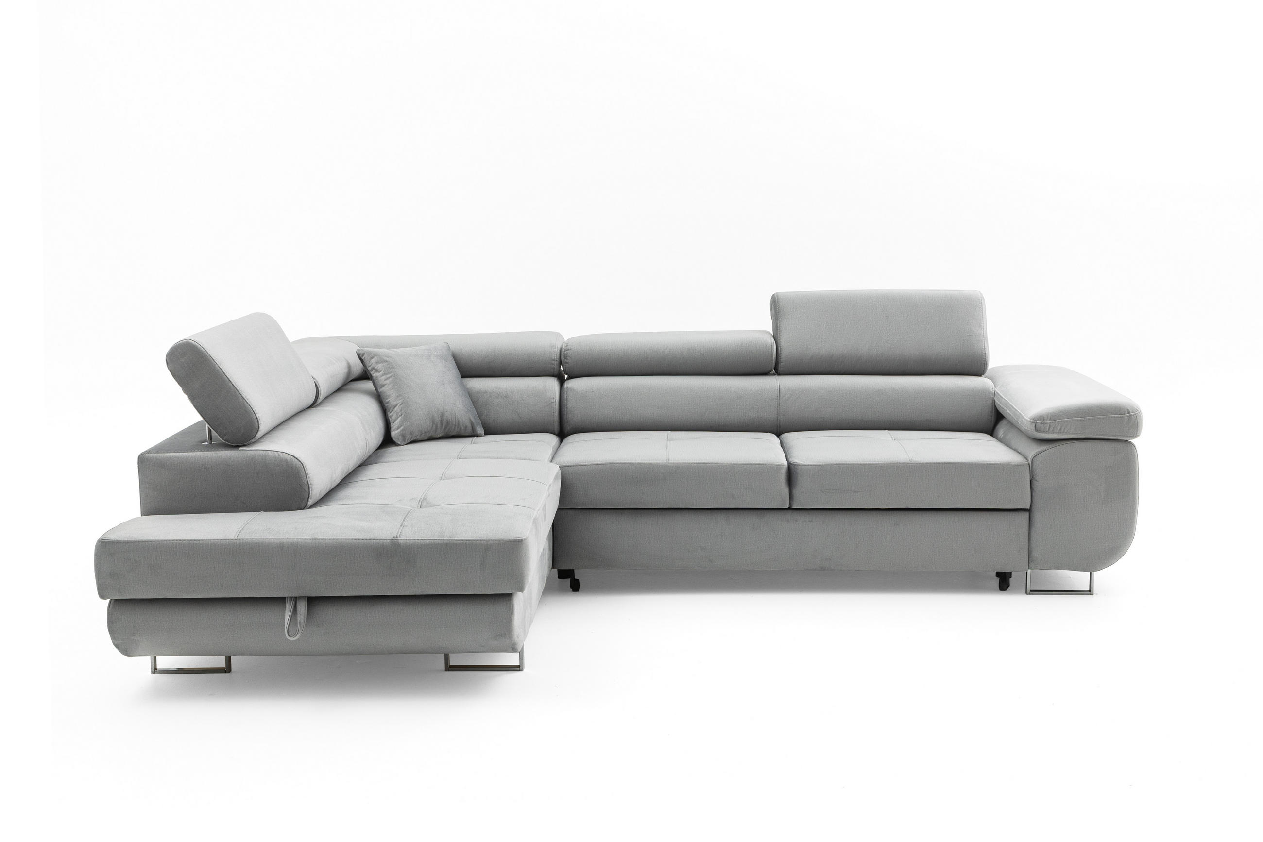 ECKSOFA WILD L Links Hellgrau - Chromfarben/Hellgrau, Holz/Textil (203/274cm) - Muffo