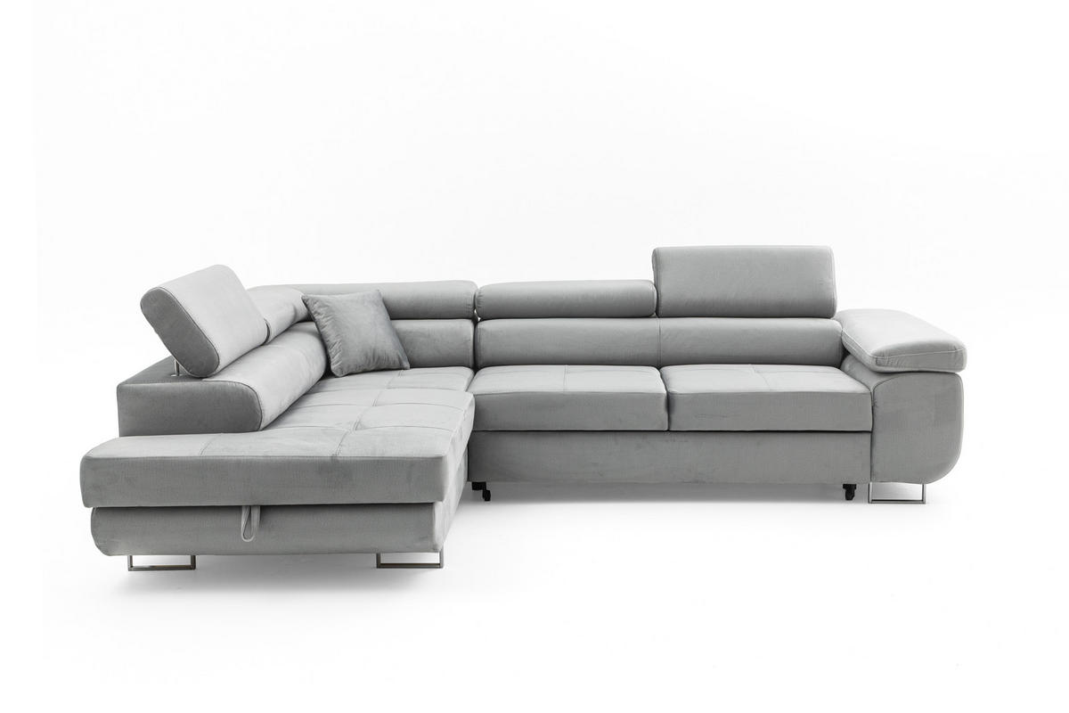 ECKSOFA WILD L Links Hellgrau - Chromfarben/Hellgrau, Holz/Textil (203/274cm) - Muffo