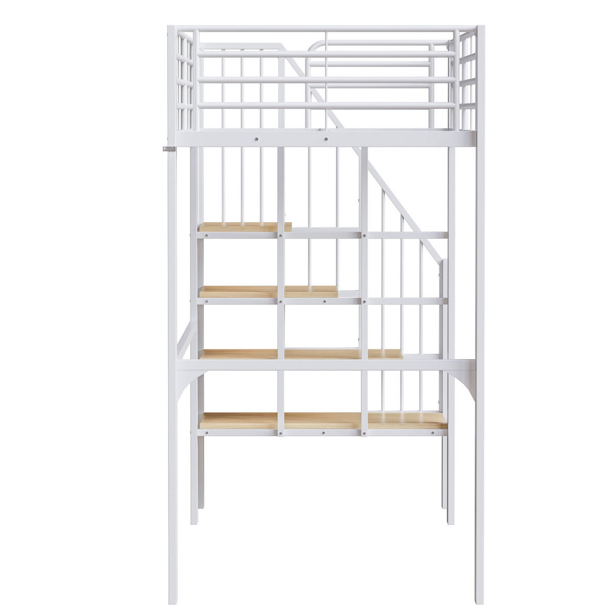 HOCHBETT 90/200 cm in Weiß mit Treppe und Stauraum - Weiß, Holzwerkstoff/Metall (90/200cm) - CHICFURN