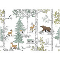FOTOTAPETE Wald Tiere Grün 200x140 cm - Multicolor, Papier (200/140cm) - Wallarena