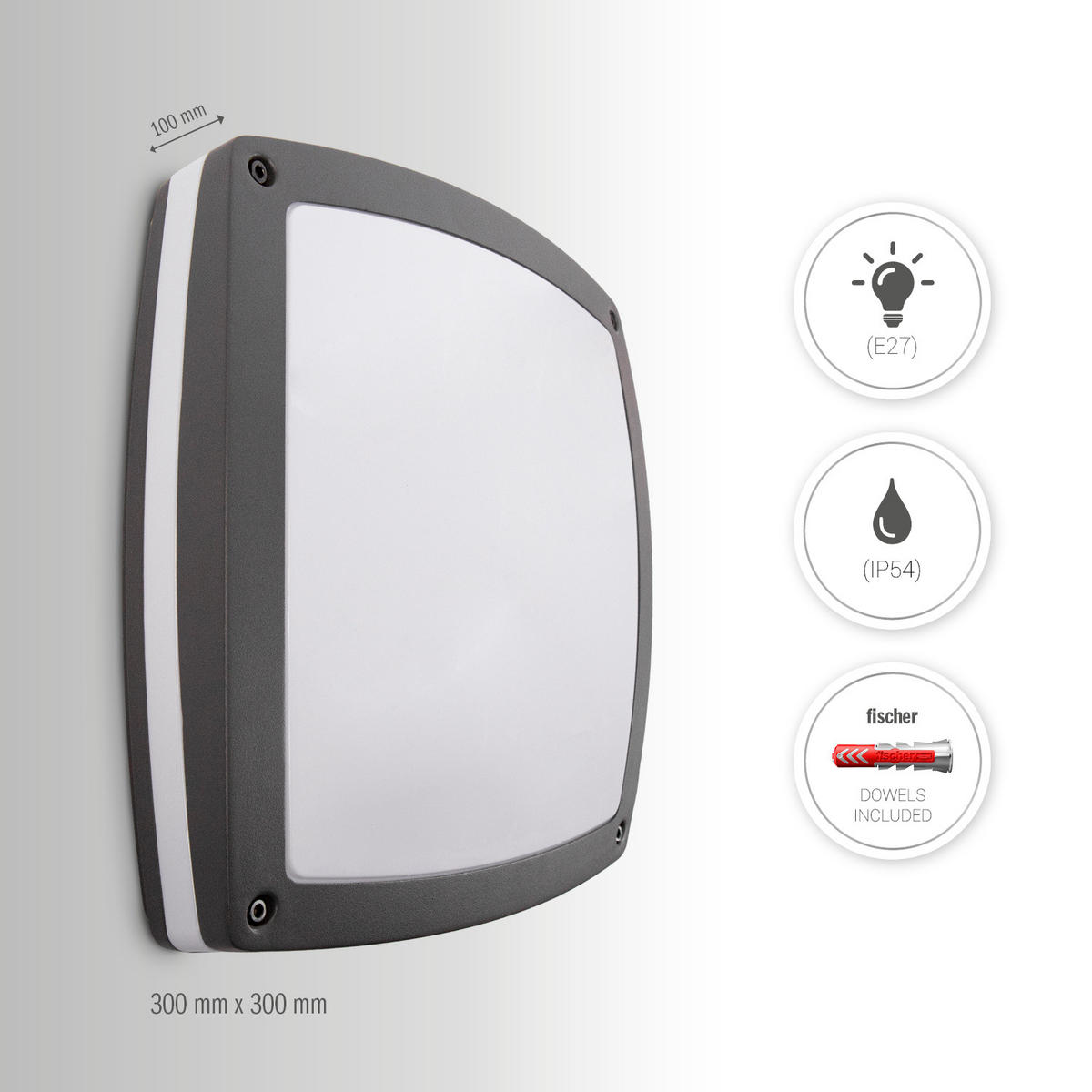 AUSSENLEUCHTE Chiara - Anthrazit, Metall (30/30/9cm) - Paco Home