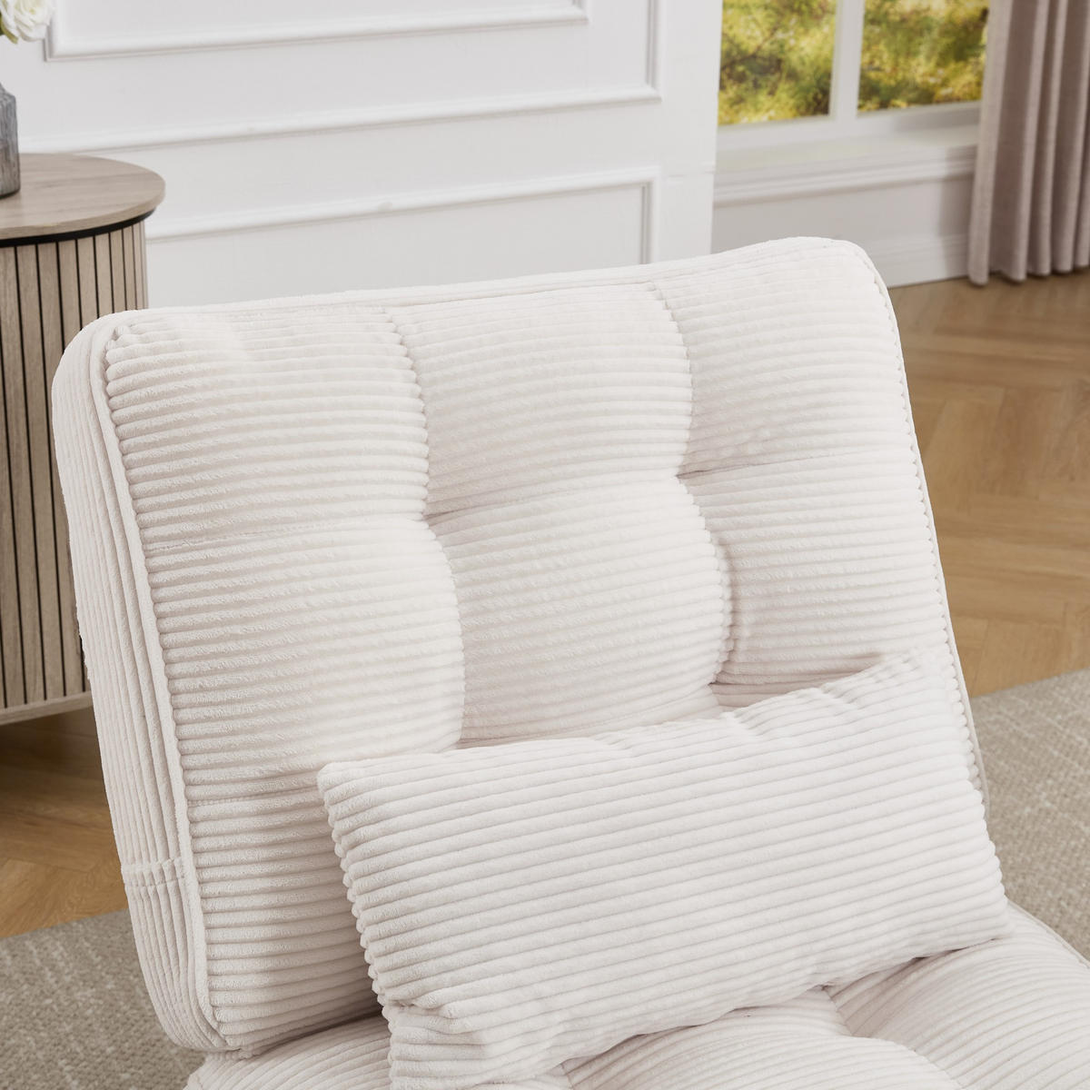 SESSEL Relaxsessel mit Fußstütze & Lendenkissen,verstellbar,Beige - Beige, Holz (73/90/59cm) - LVHOM