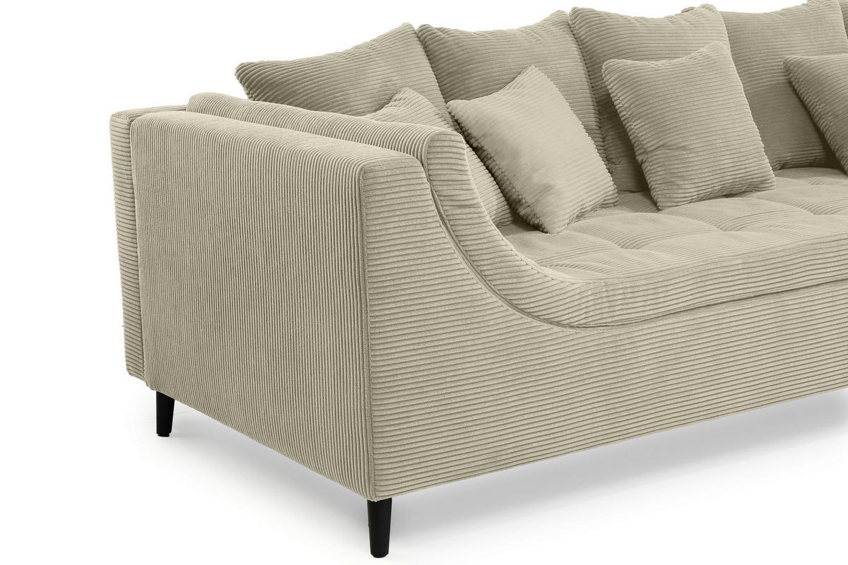 ECKSOFA mit dekorativen Steppungen und Rutschenlehne, seitenverkehrt montierbar B326/T213/H91 cm, Cord Beige Grau / 15223 - Greige/Beige, Textil/Metall (326/213cm) - luma-home