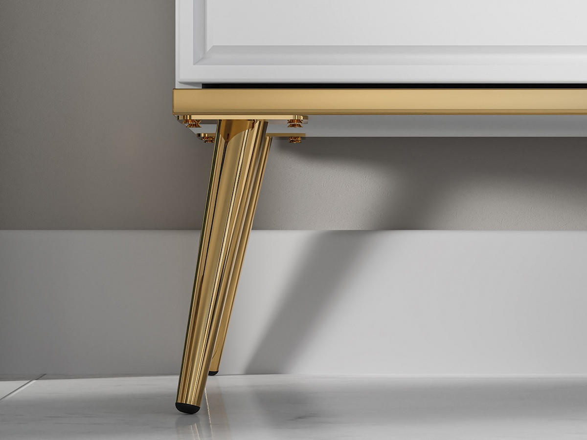 LOWBOARD Goldin weiß / gold 160 / 40 / 54cm - Weiß Hochglanz/Weiß, Holz/Holzwerkstoff (160/54/40cm) - Feldmann-Wohnen