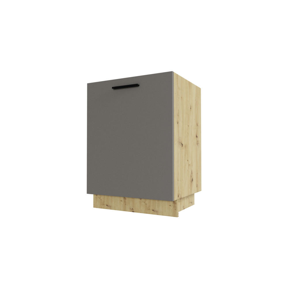 KÜCHENUNTERSCHRANK Bonn D1D/60 Stone Grey Matt / Eiche Artisan Matt 60 / 50 / 82cm - Graubraun/Eiche Artisan, Holz/Holzwerkstoff (60/82/50cm) - Feldmann-Wohnen
