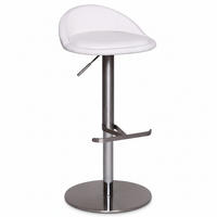 BARHOCKER Höhenverstellbar Edelstahl Halbrunde Rückenlehne DONAU, Weiß 43x43x90 cm - Silberfarben/Weiß, Kunststoff/Textil (43/90/43cm) - KADIMA DESIGN