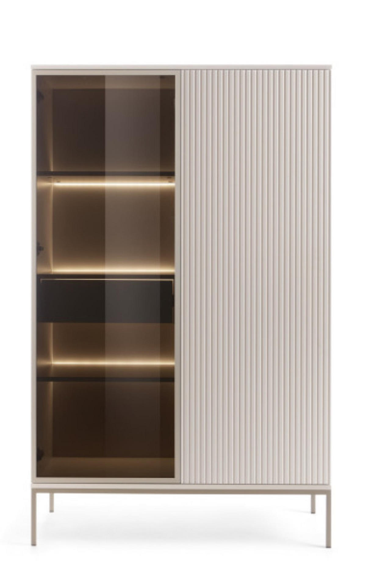 VITRINE Kaschmir SANTI Hoch - Beige, Holzwerkstoff (104/166/39cm) - Sepro Meble