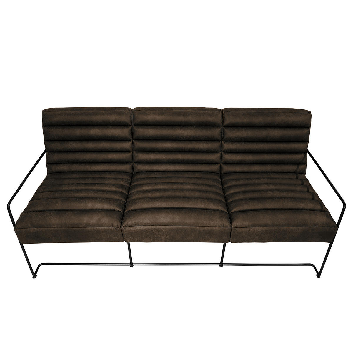 3-SITZER SOFA - Antiklederlook - Graubraun, Textil (181/81/78cm) - home24