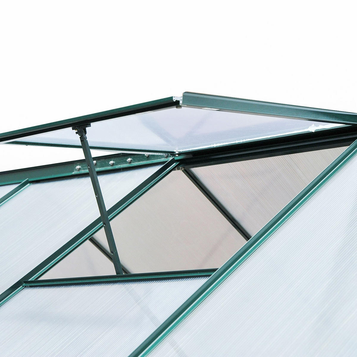 GEWÄCHSHAUS DE-05767 Mit Dachfenster & Schiebetür Transparent - Grün, Kunststoff/Metall (252/201/190cm) - ComfortXL