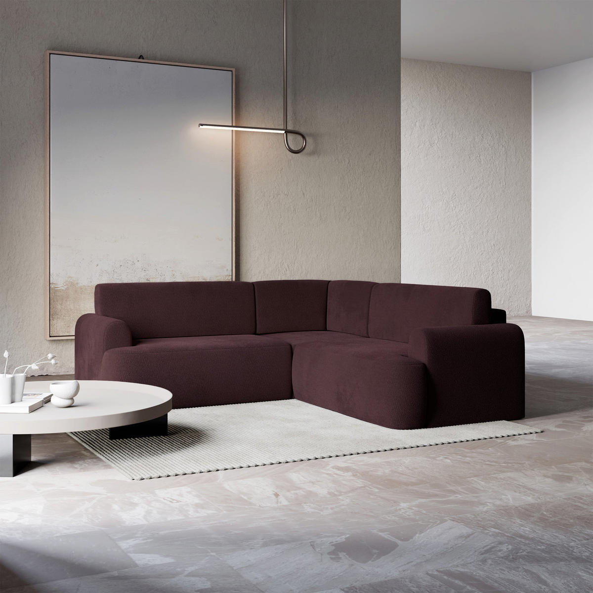 ROHOVÁ pohovka Kaveo, 245 cm univerzální s rohovým dílem - černá/švestka, textil/plast (245/245cm) - Selsey