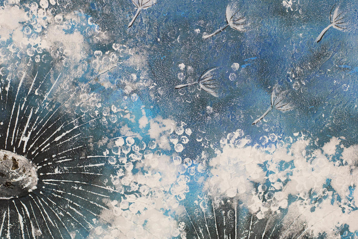 ACRYLBILD HANDGEMALT 80/80 cm - Blau/Weiß, Holz/Textil (1.8/80cm) - KUNSTLOFT
