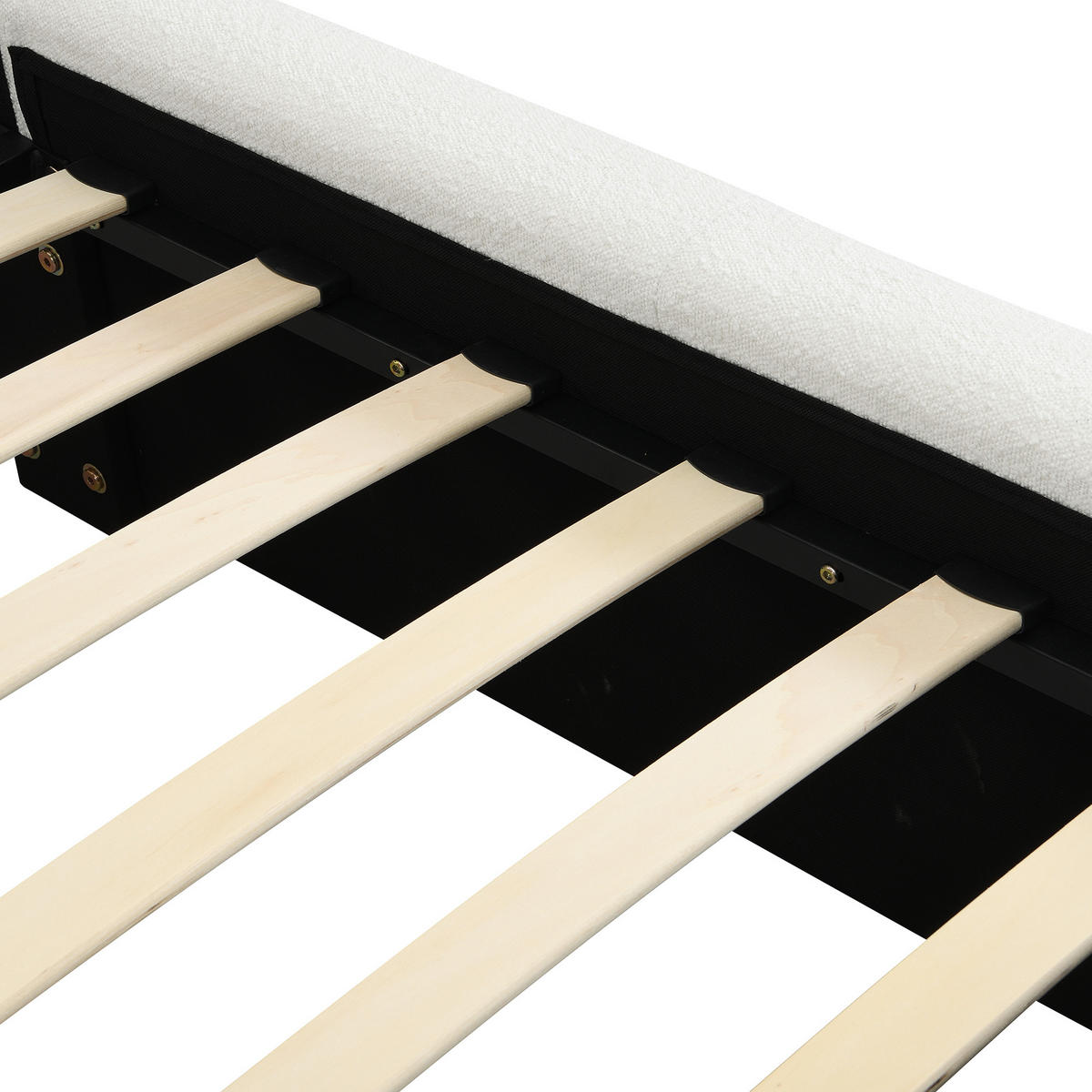 POLSTERBETT 180/200 cm DE-03036, mit Bouclé-Bezug, in Beige - Beige, Metall (180/200cm) - ComfortXL
