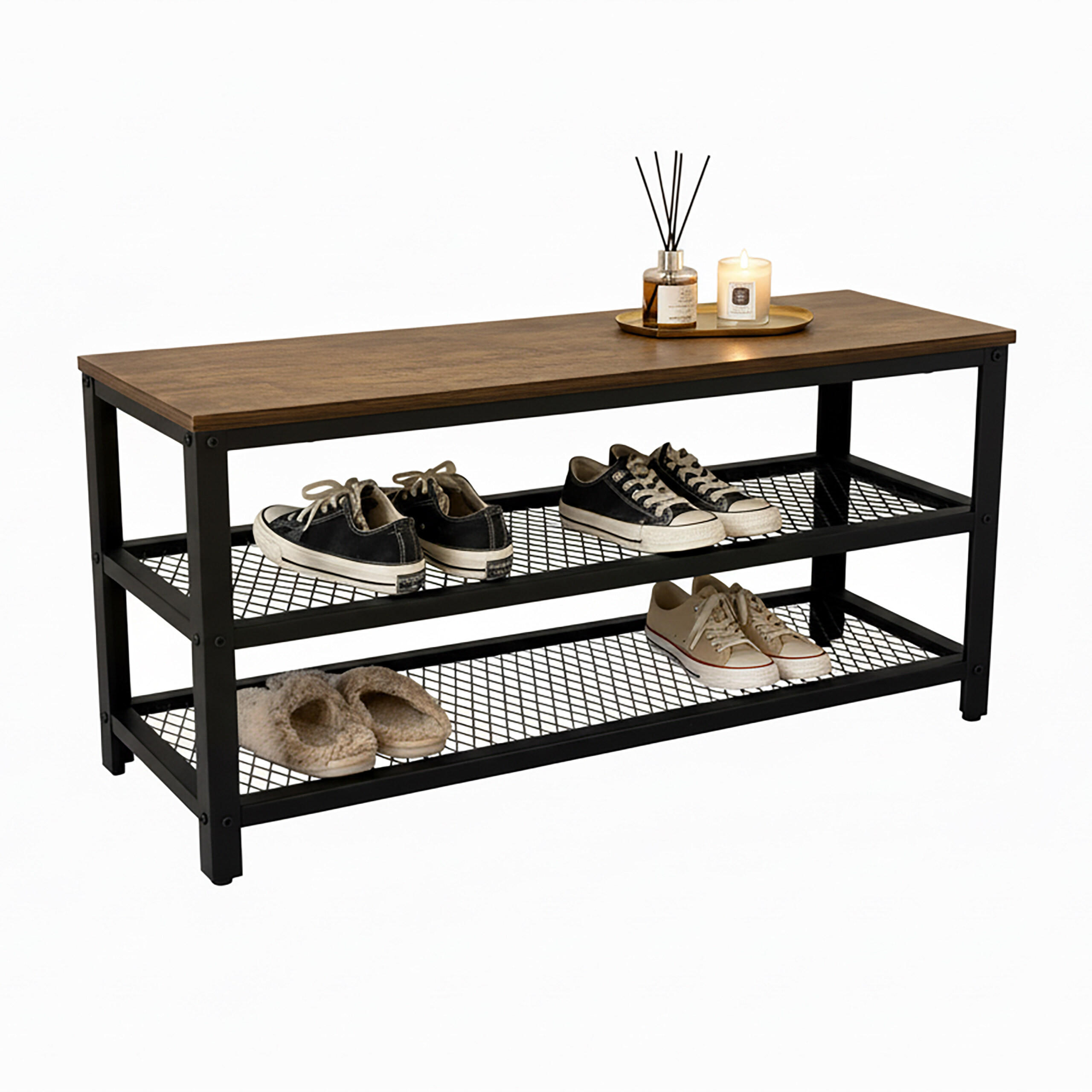 SCHUHBANK - Multicolor, Holzwerkstoff/Kunststoff (100/45/30cm) - Relaxdays