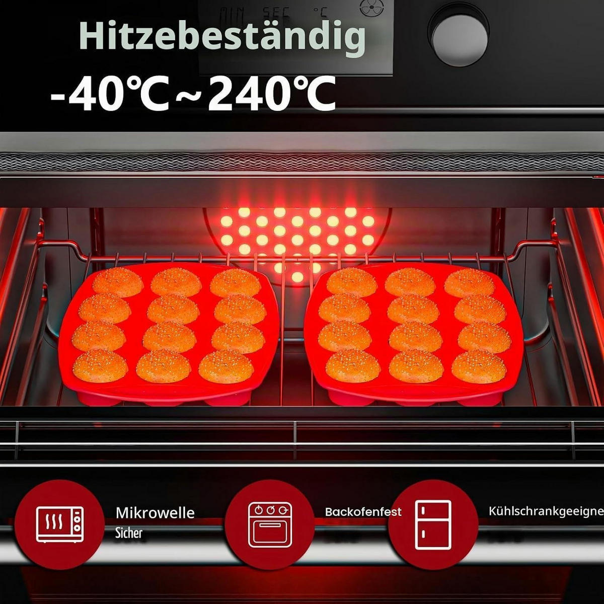MUFFINBACKFORM 2-teiliges Set Silikon mit Spatel - Rot, Kunststoff (20.5/3/29.5cm)