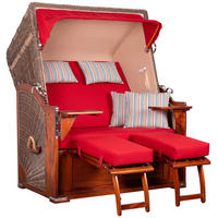 STRANDKORB Seeblick 2 Sitzer Mahagoni - Rot/Braun, Metall (125/170/80cm) - Mr. Deko