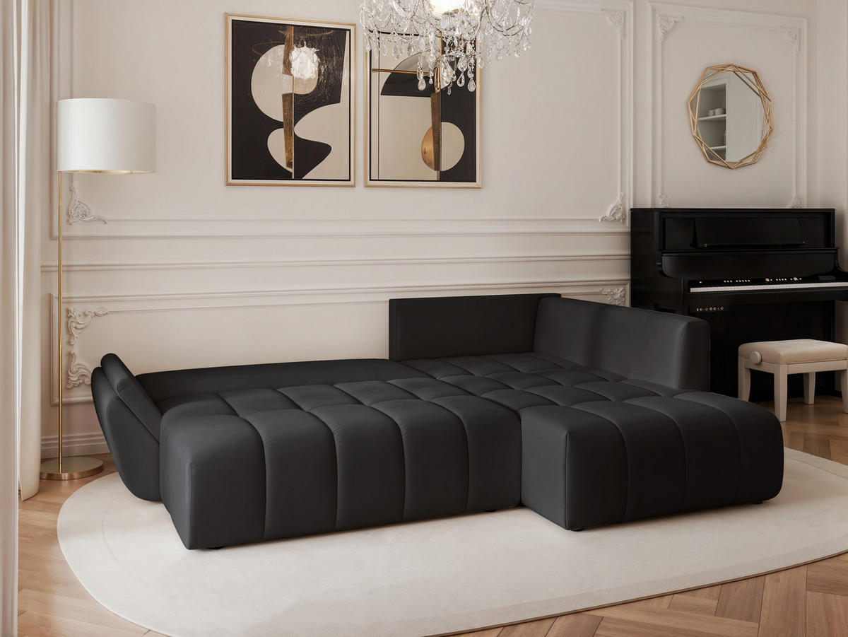 ECKSOFA DOLCE mit Schlaffunktion und Bettkasten Anthrazit - Anthrazit, Holzwerkstoff/Kunststoff (266/190cm) - Idohome