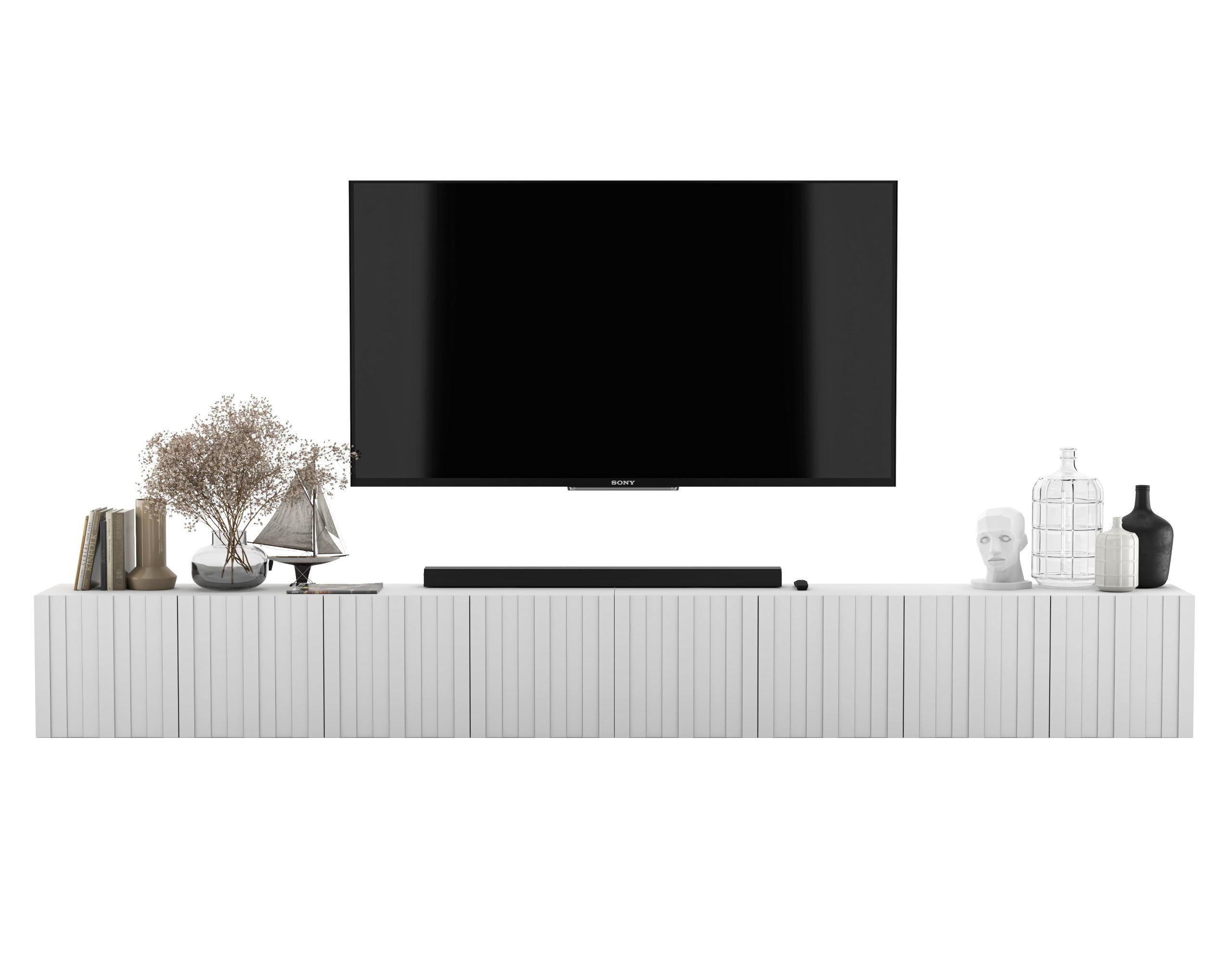 TV-LOWBOARD 2-er Set Elpis Weiß Matt Glamour 150 cm - Weiß, Holzwerkstoff (300/37.5/36.5cm) - Meble Lindner
