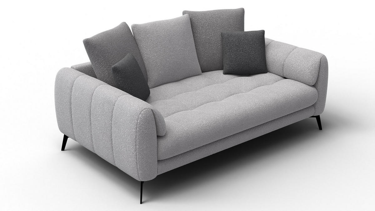SOFA CALME 2,5-Sitzer, hellgrau und dunkelgrau - Hellgrau, Holz/Textil (199/92/108cm) - Courtois Laville