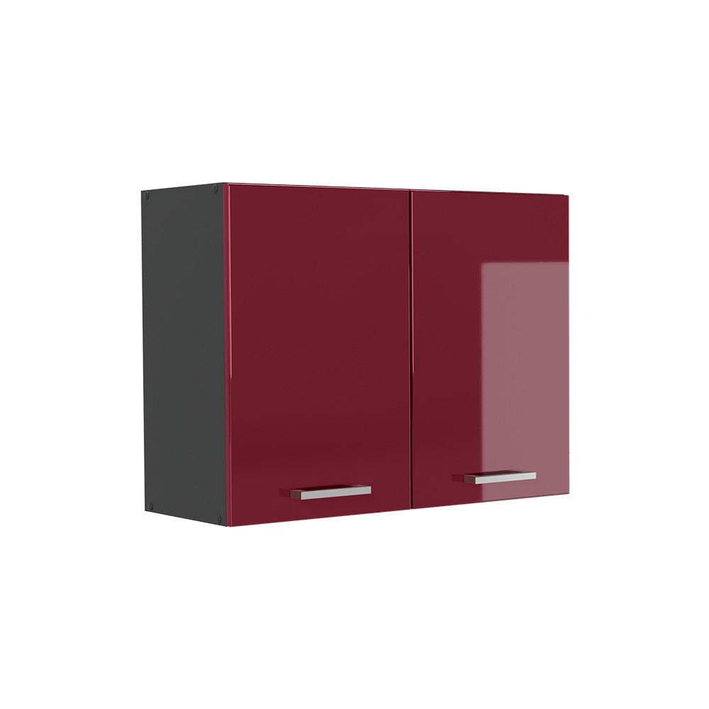 KÜCHENGLASSCHRANK R-Line, Rot Hochglanz/Anthrazit, 80 cm - Anthrazit/Rot, Holzwerkstoff (80/60/31cm) - Vicco