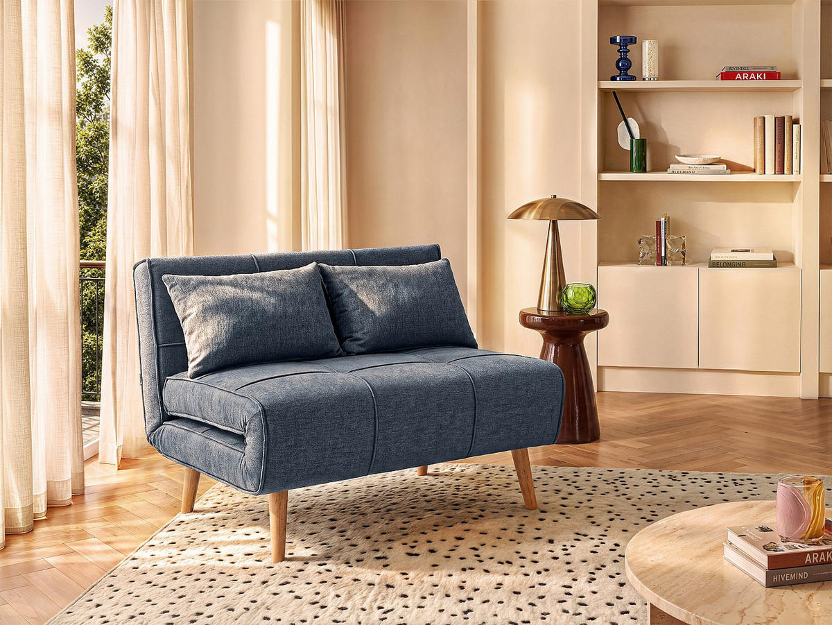 SCHLAFSESSEL - 1 Person - stoff - blau Chila - Blau, Holz/Textil (110/83/76cm) - Vente-Unique