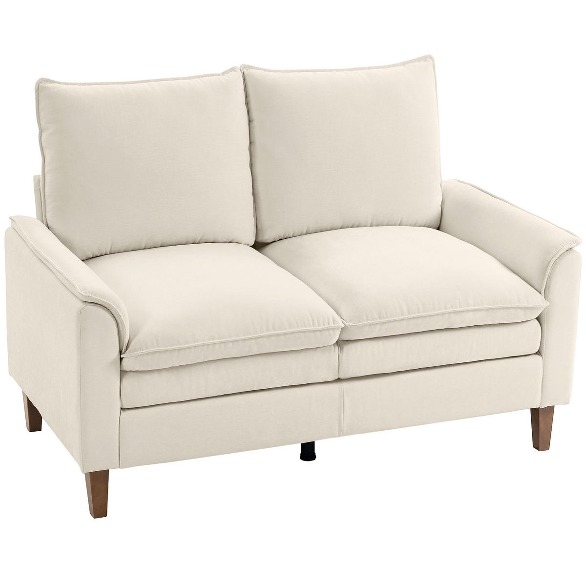 2-SITZER-SOFA DE-06580 mit doppellagiger Polsterung & Federkissen Creme - Creme, Textil/Metall (146/95/84cm) - ComfortXL