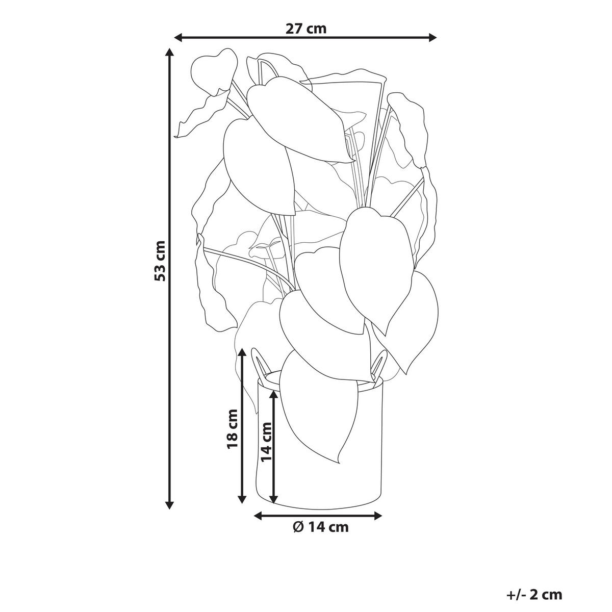 KUNSTPFLANZE im Blumentopf 53 cm Grün/Schwarz Monstera Adansonii - Schwarz/Grün, Kunststoff (53cm) - Beliani