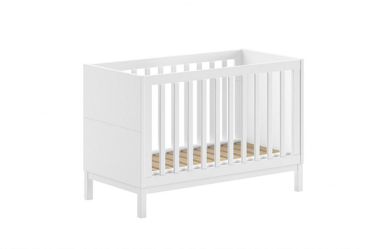 BABYZIMMER SET Keely Kiefer & MDF weiß Babybett Wickelkommode Schrank - Weiß, Holz (58/196/149cm) - 58aufmkessel