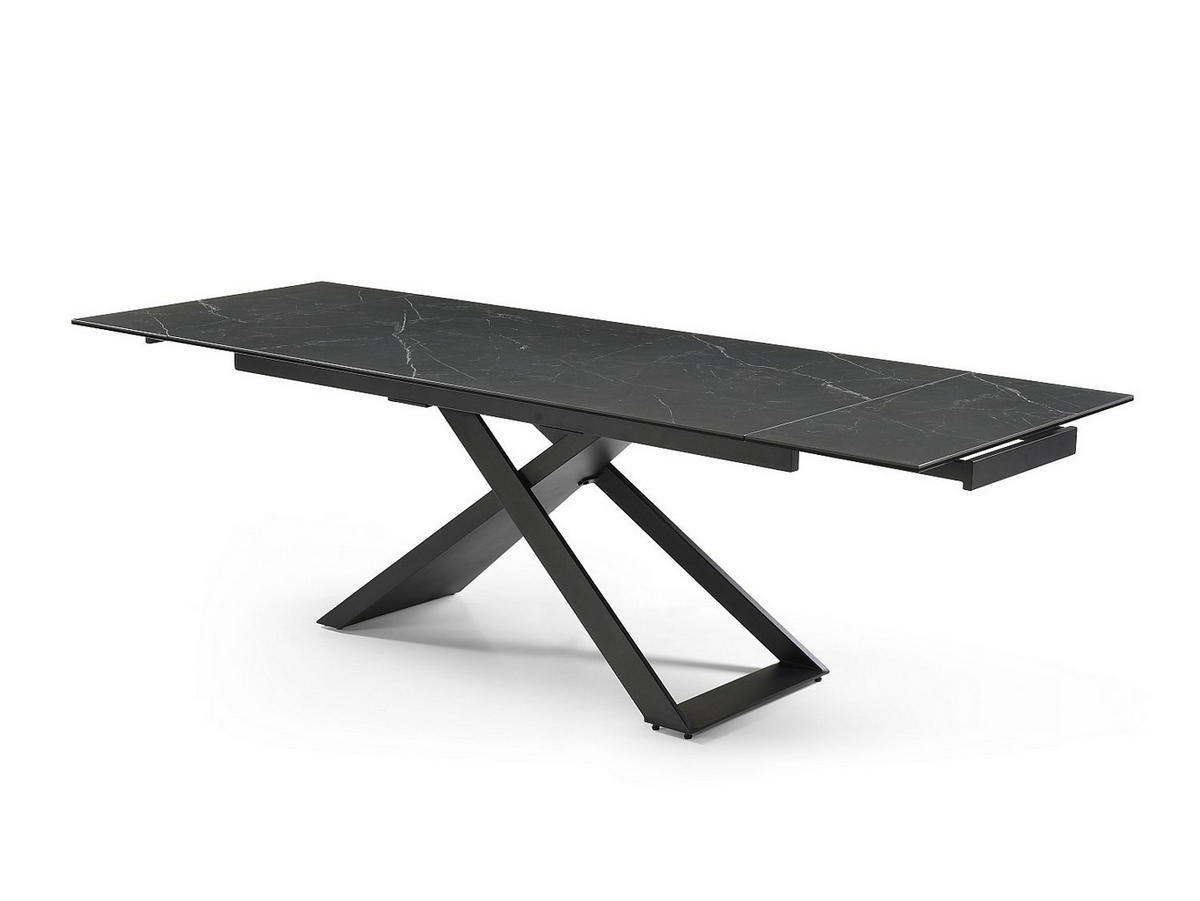 AUSZIEHBARER Tisch - 6 Personen, 8 Personen, 10 Personen-Sitzer - Glas, Keramik - Schwarz - - Schwarz, Glas/Keramik (90/260/76cm) - Vente-Unique