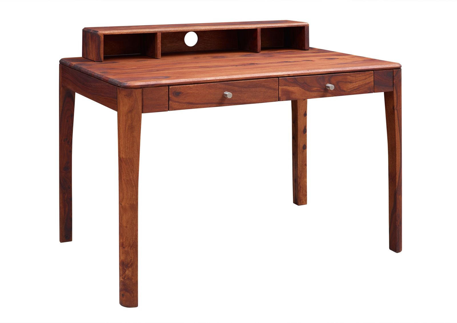 SCHREIBTISCH Sheesham 112x71x85 walnuss geölt BROOKLYN #05 - Dunkelbraun, Holz (71/112/85cm) - Massivmoebel24