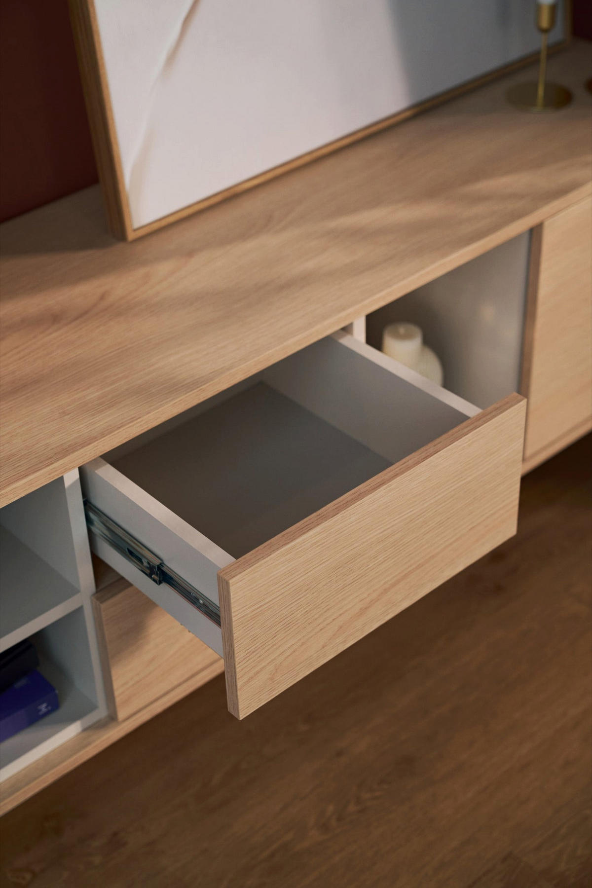 TV stolek Layen dřevodekor dub / kašmírově šedý 138/55/39 cm - béžová/barva dubu, kov/kompozitní dřevo (138/55/39cm) - Selsey