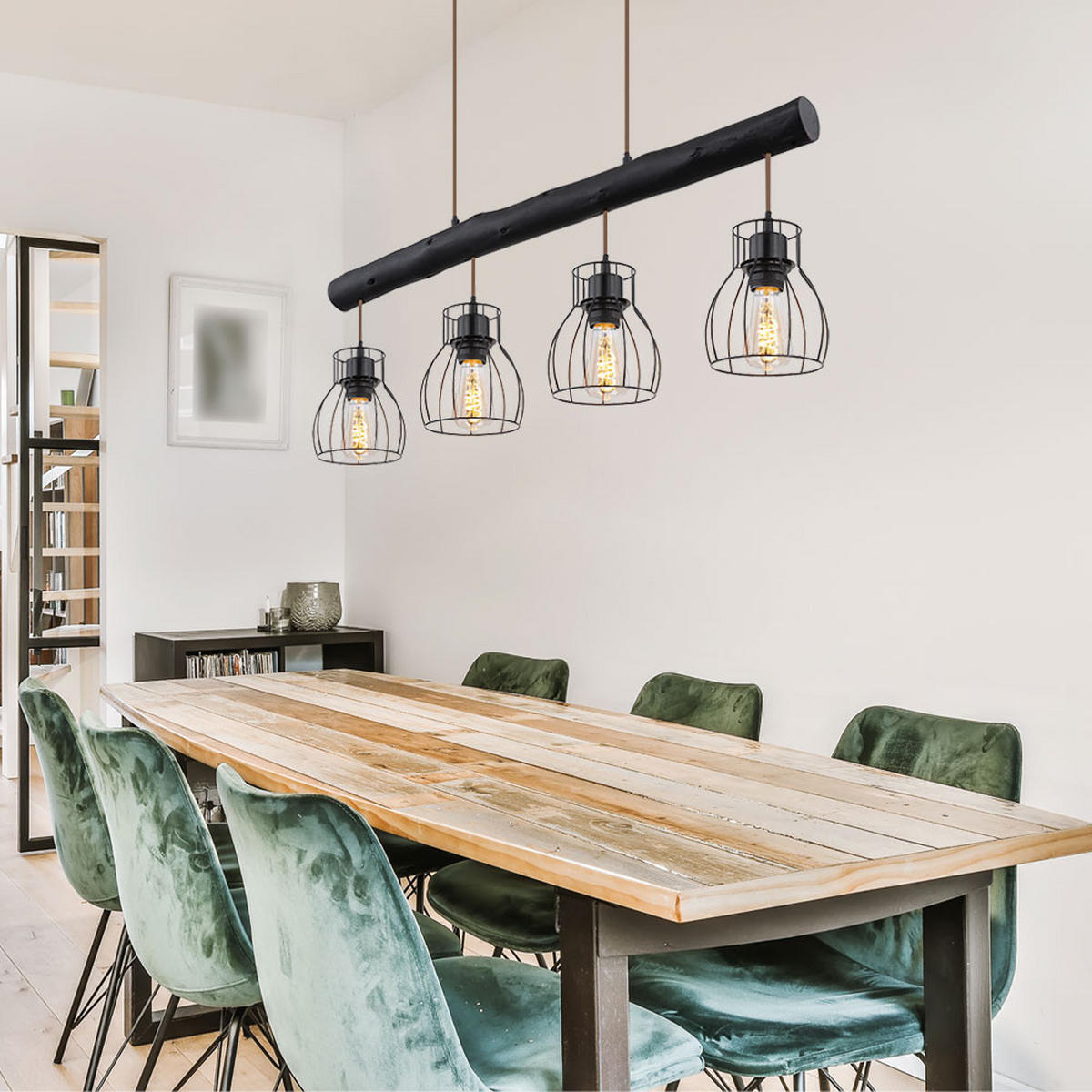 LED HÄNGELEUCHTE Holzoptik Schwarz - Schwarz, Holz (82.5/13.6/140cm)