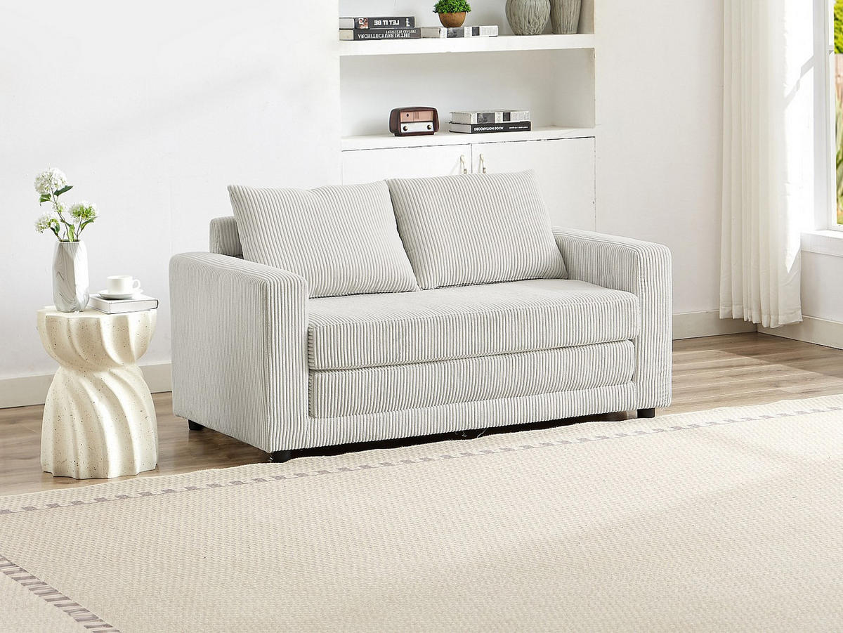 SOFA 2-Sitzer mit Schlaffunktion - Cord - Beige - MIRTO - Beige, Textil (145/82/76cm) - Vente-Unique