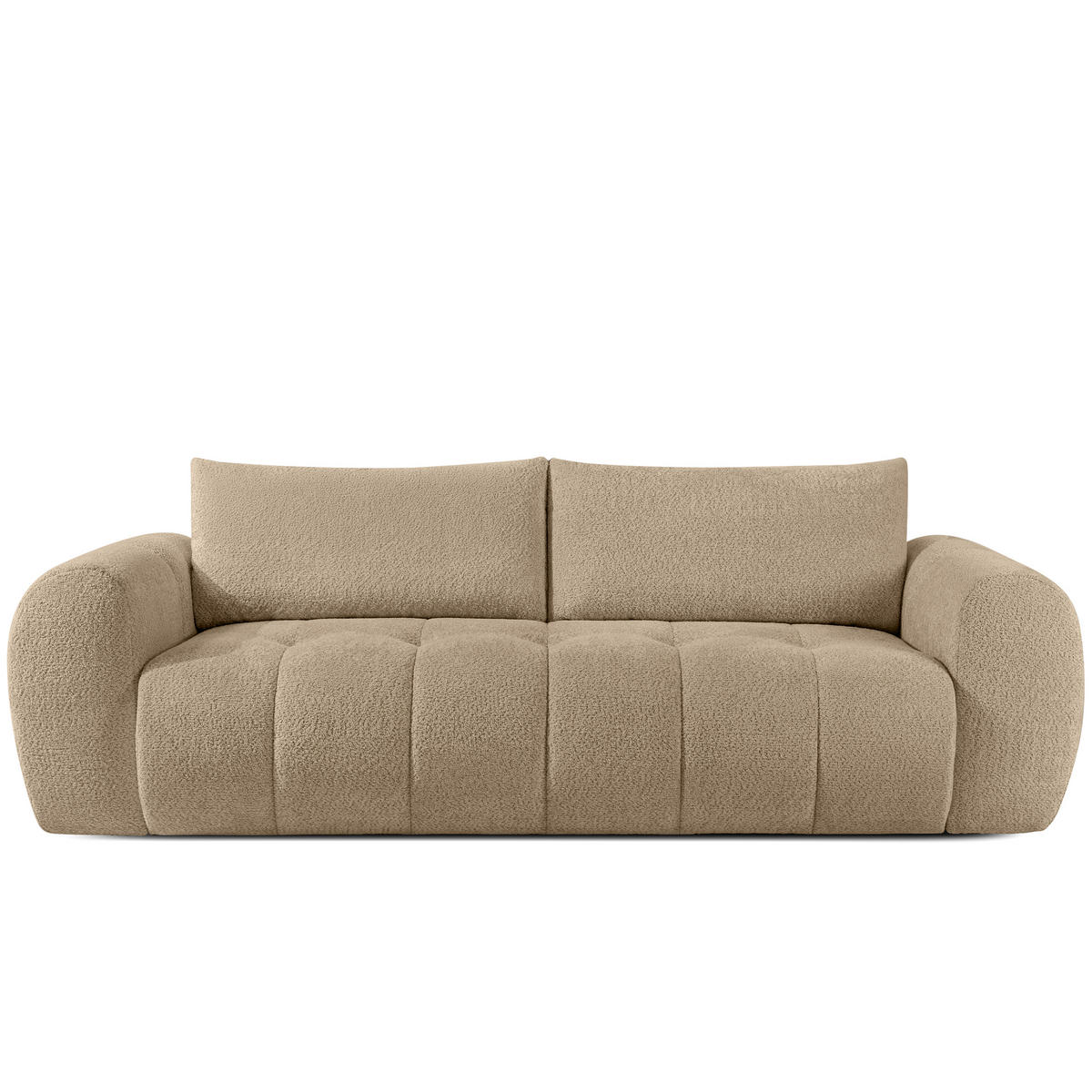 SOFA LIRA mit Pouf, Beige, Bouclé - Beige, Holz/Holzwerkstoff (96/43/50cm) - KONSIMO®
