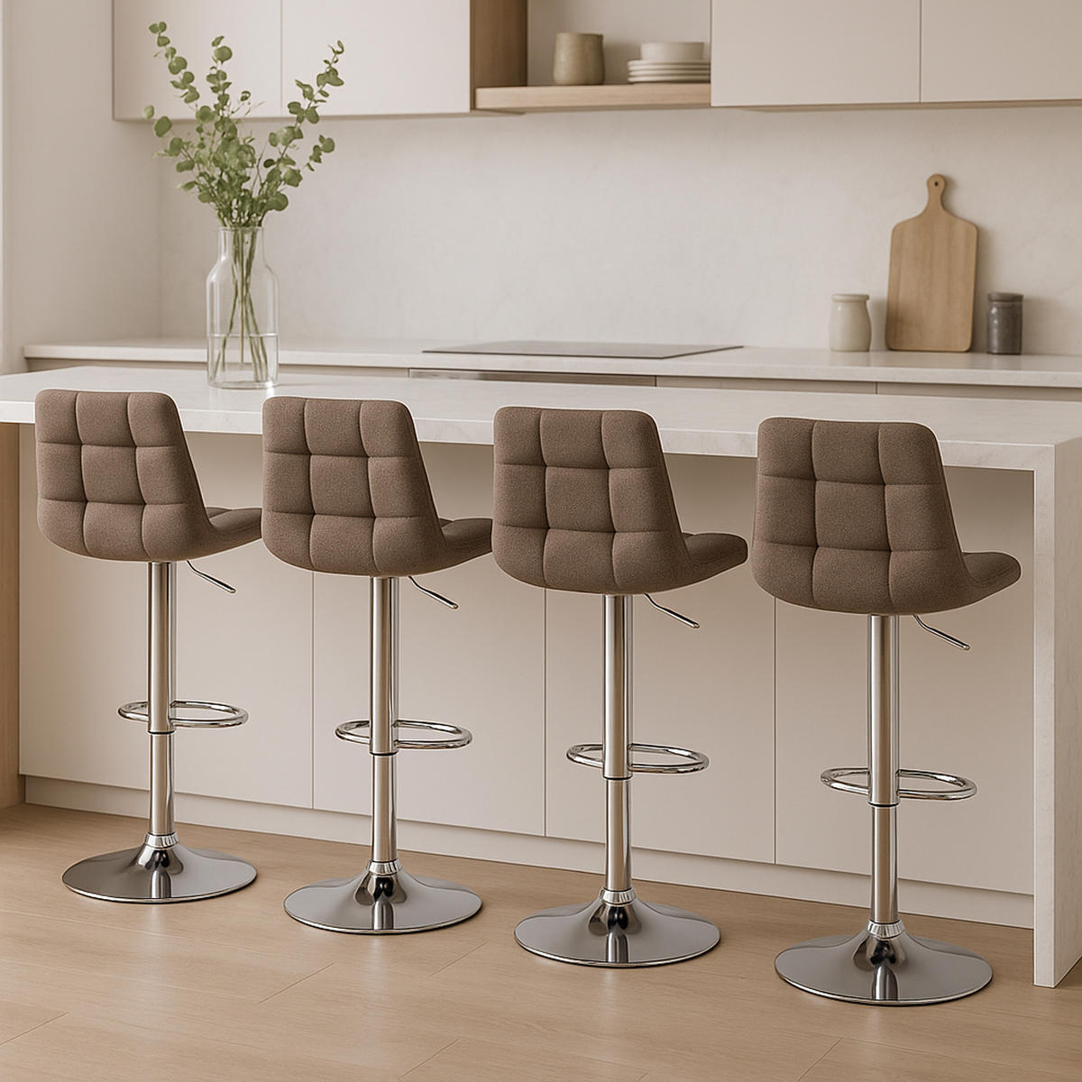 BARHOCKER James Stoff chrom taupe - Chromfarben/Grau, Textil/Metall (43/108.5/46.5cm) - TPFLiving