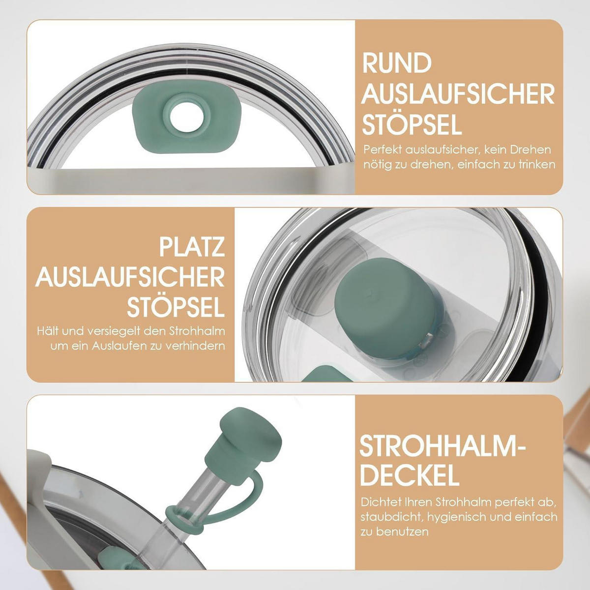 STROHHALM Zubehör 6-teiliges Set Grün - Grün, Kunststoff (1.5/6.5/1.5cm)