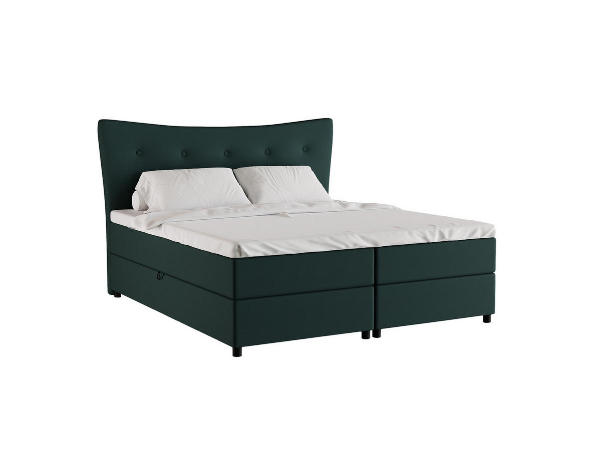 BOXBETT Nevada 180 x 200 cm Doppelbett mit hochwertiger Bonell-Matratze und Topper - grün - Grün, Holz (180/200cm) - Homesy