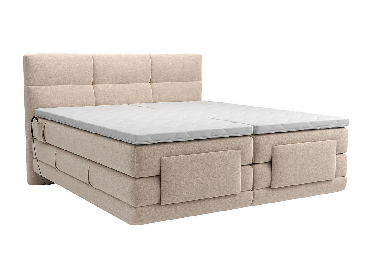 BOXSPRINGBETT - 2 Personen - stoff - beige Lodi - Beige, Textil (90/200cm) - Vente-Unique