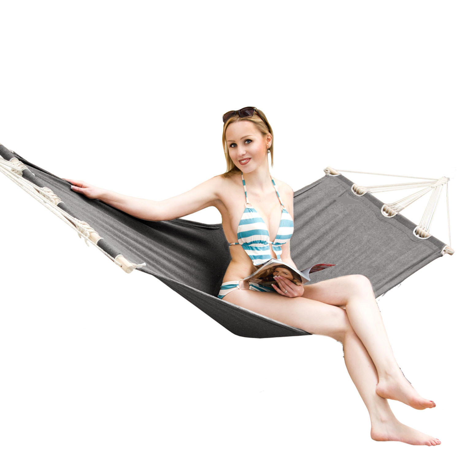 HÄNGEMATTE für 1 Person bis 100kg, 190/80 cm, grau - Grau, Textil (80/2.5/300cm) - Amanka