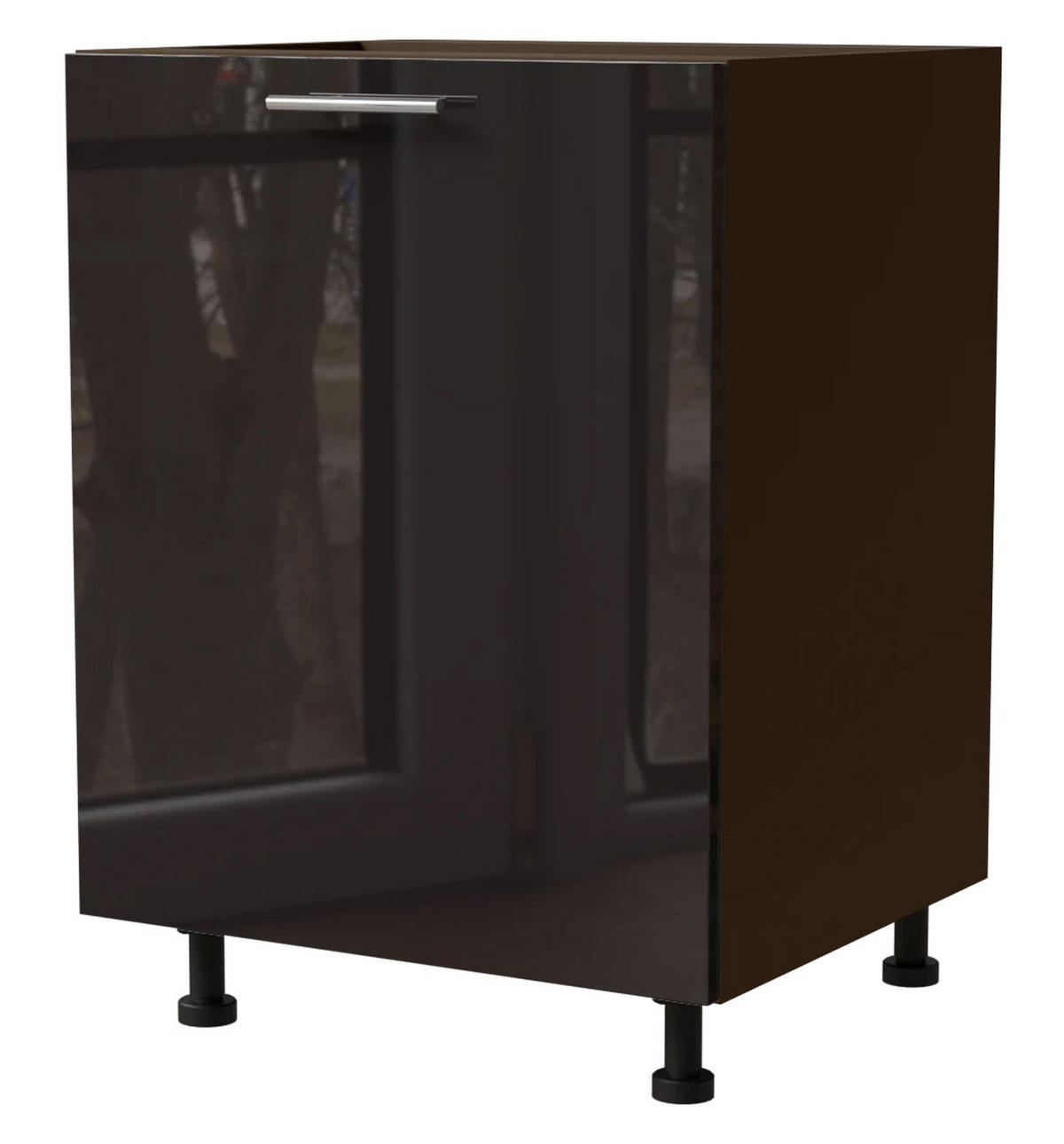 KÜCHENUNTERSCHRANK Essen D1D/60 Schwarz Hochglanz / Lava Matt 60 / 50 / 82cm - Schwarz Hochglanz/Dunkelgrau, Holz/Holzwerkstoff (60/82/50cm) - Feldmann-Wohnen