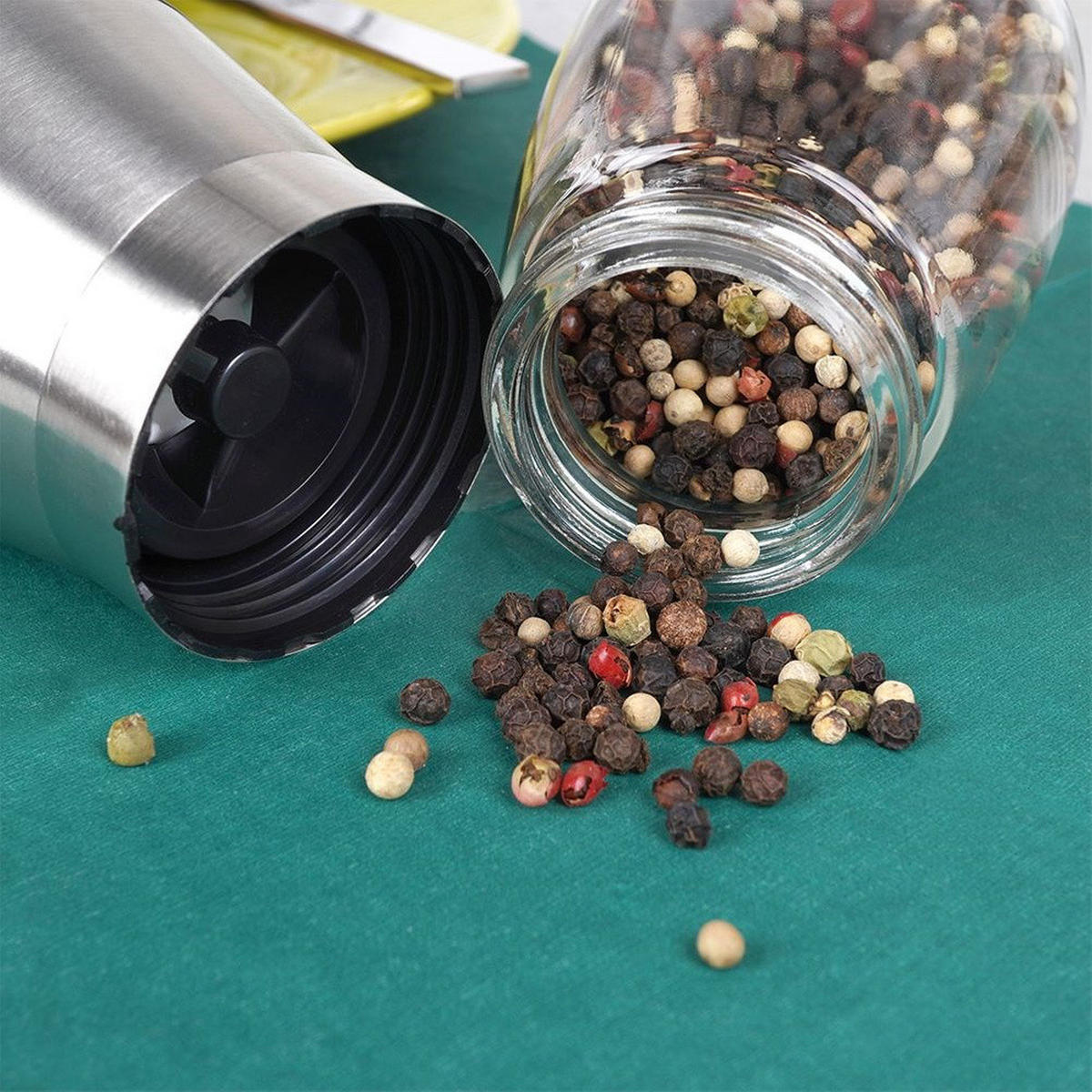GEWÜRZMÜHLE Schwarz Silber Transparent - Silberfarben, Glas (6.5/13.5/6.5cm) - Orion 