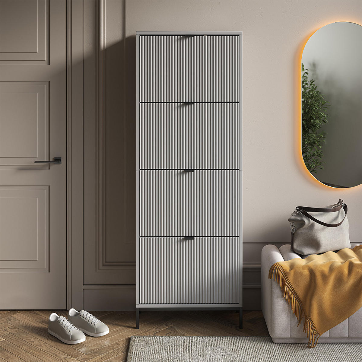 BOTNÍK NA BOTY Eliza Šedá - šedá, kompozitní dřevo (60/168/24cm) - Vicco