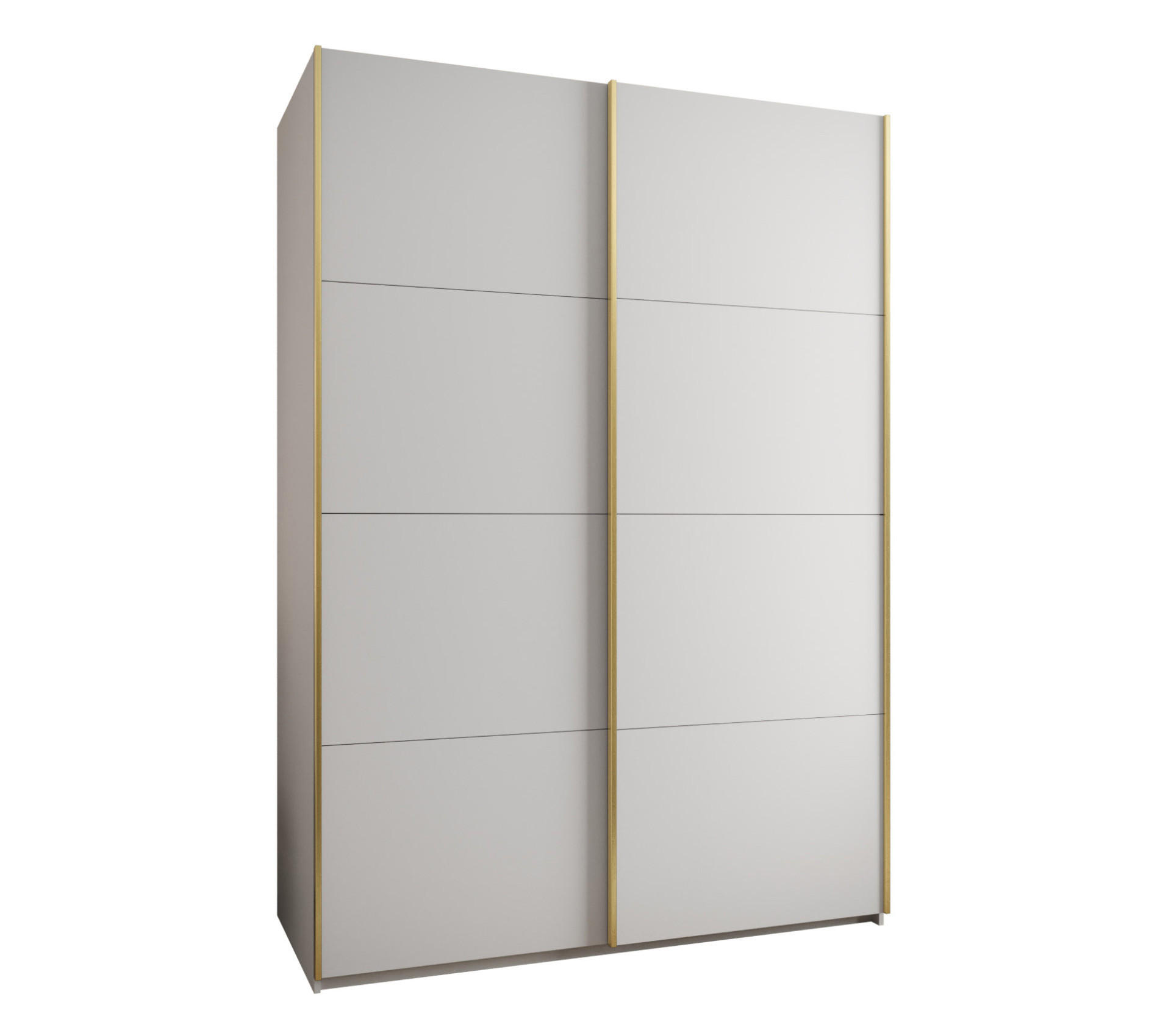 Abiks Möbel SCHWEBETÜRENSCHRANK Weiß, Weiß, Gold 170cm × 64cm × 245cm