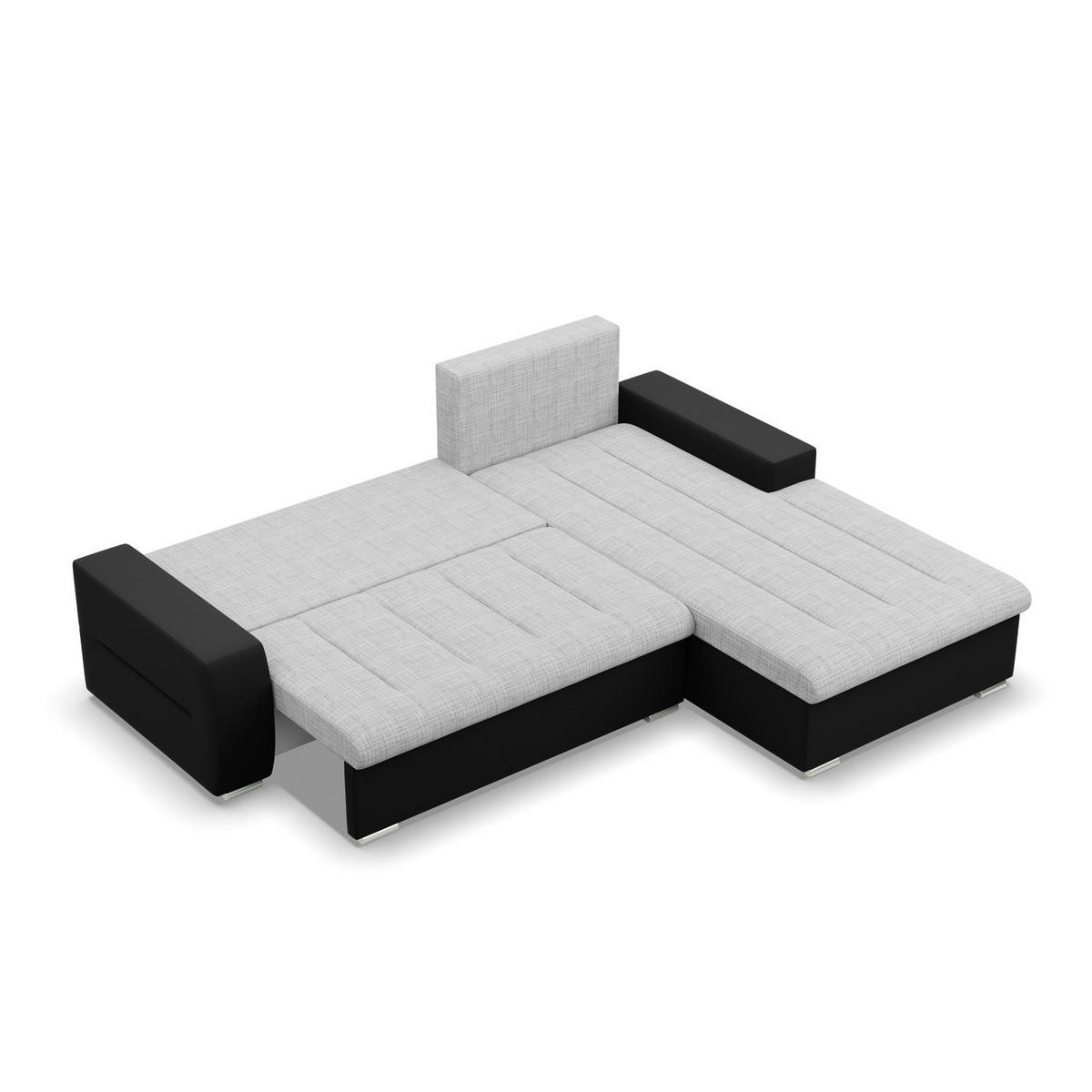 ECKSOFA MIT SCHLAFFUNKTION AURORA RECHTS, Grau + Schwarz - Schwarz/Grau, Textil (243/200cm)