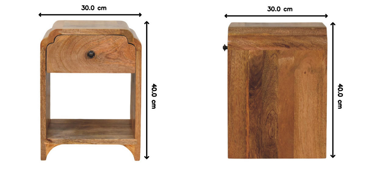 NACHTTISCH Massivholz Newton Mini Oak-ish, 1 Schublade und Offenes Regal - Eichefarben/Beige, Mangoholz/Holz (30/40/30cm) - Artisan Furniture