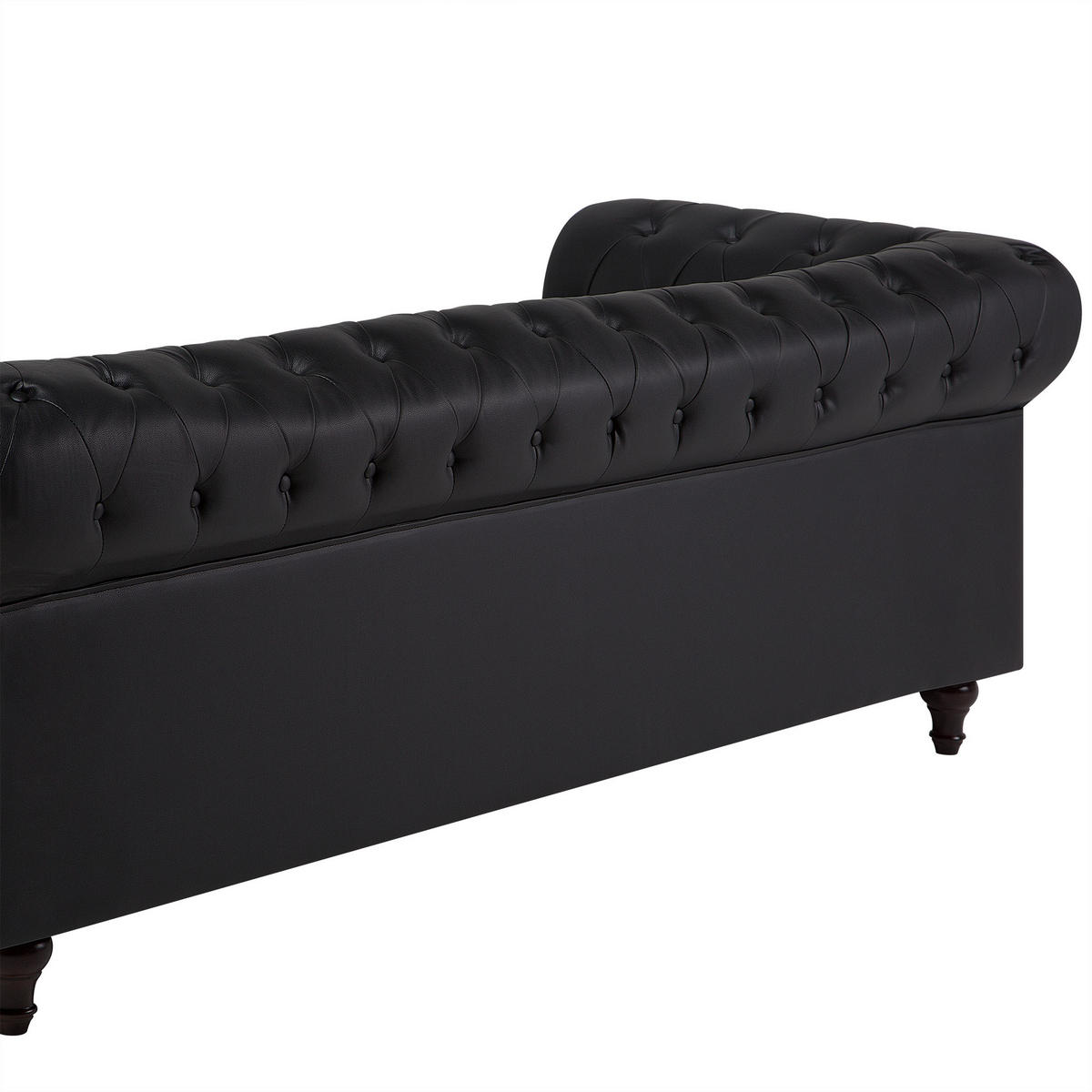 3-SITZER-SOFA Kunstleder Schwarz Chesterfield - Schwarz, Kunststoff/Textil (222/78/85cm) - Beliani