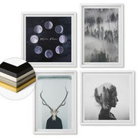 WANDBILDER 4er-Set - 50x50 cm & 40x60 cm Weißer Rahmen - Waldnebel, Mond, Schädel, Frau - Weiß, Kunststoff (50/50cm) - ArtPrintCave