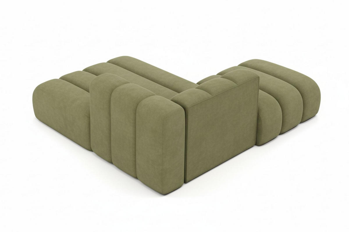 CHAISELONGUE Mit Hocker Grand, Veloursstoff Salvador, Olive, Links - Olivgrün, Holz (204/179cm) - Kaiser Möbel